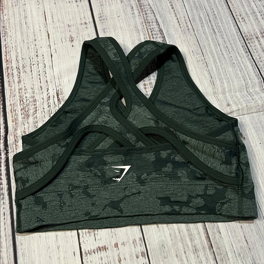 GYMSHARK Adapt camo seamless sports bra dark green
